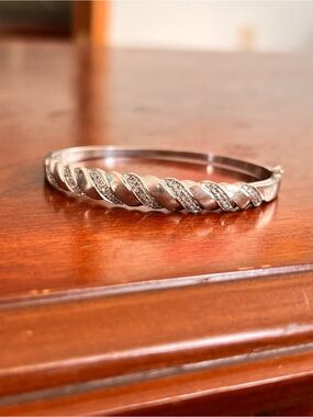 Ross Simmons Sterling Silver Bangle Bracelet with Diamonds